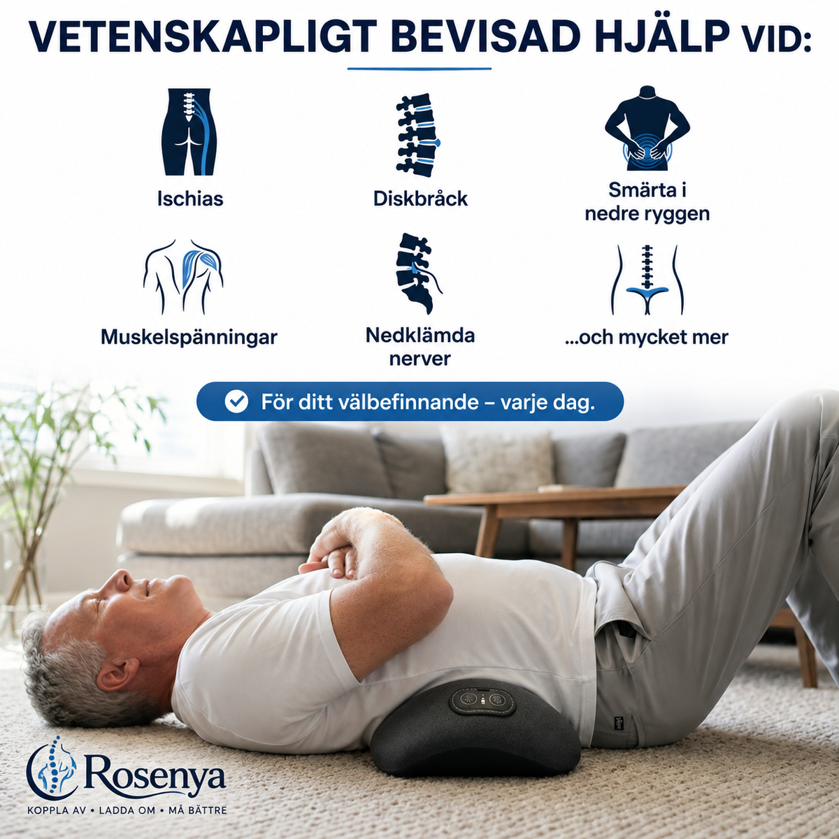 Rosenya RyggRo™ Värme & massage för en skönare stund för ryggen
