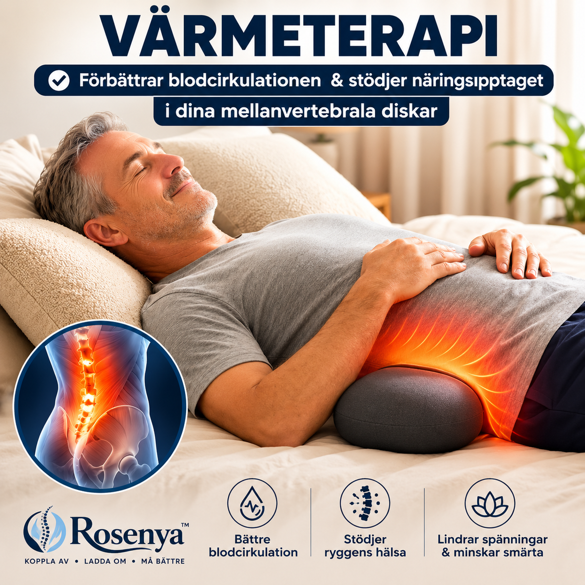 Rosenya RyggRo™ Värme & massage för en skönare stund för ryggen