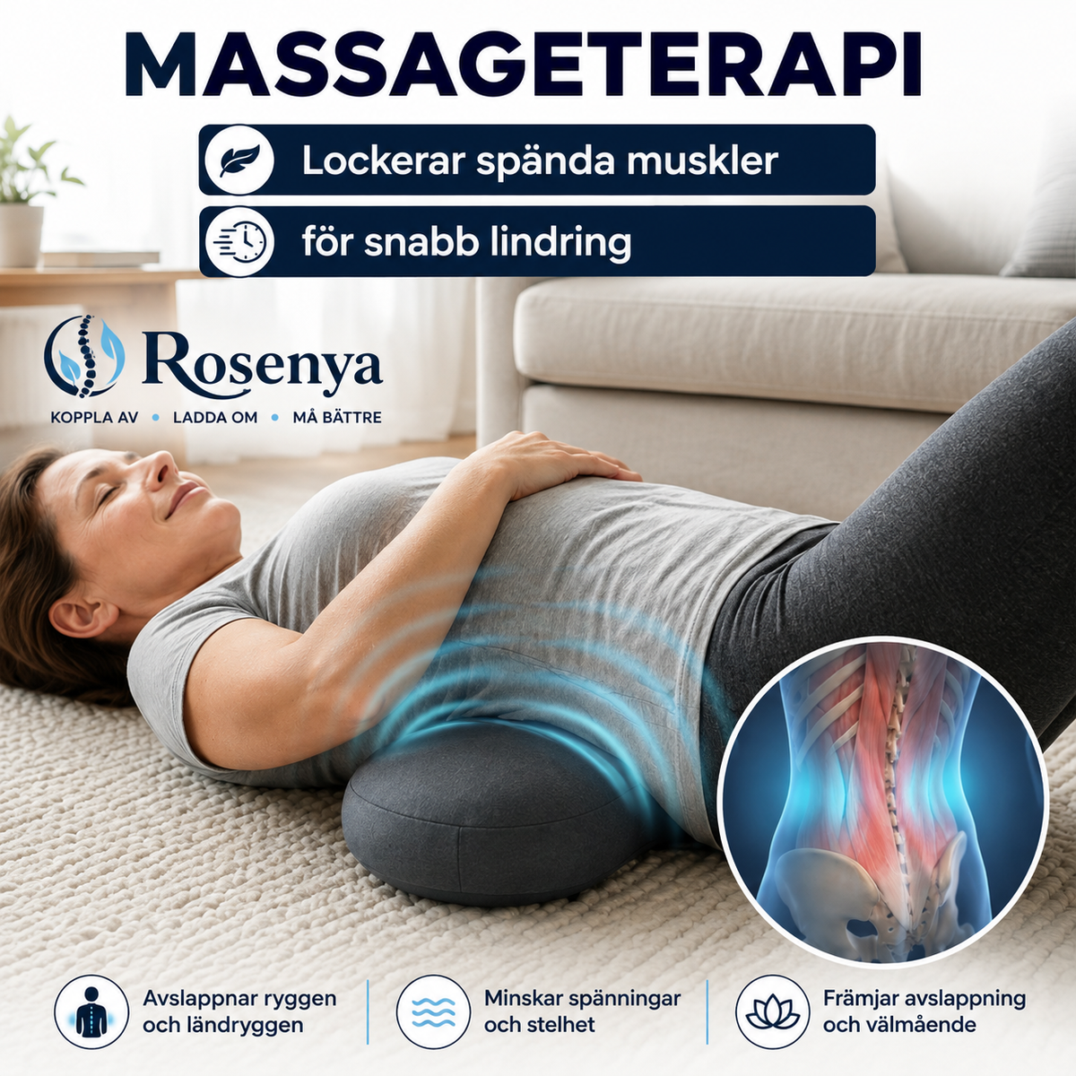 Rosenya RyggRo™ Värme & massage för en skönare stund för ryggen