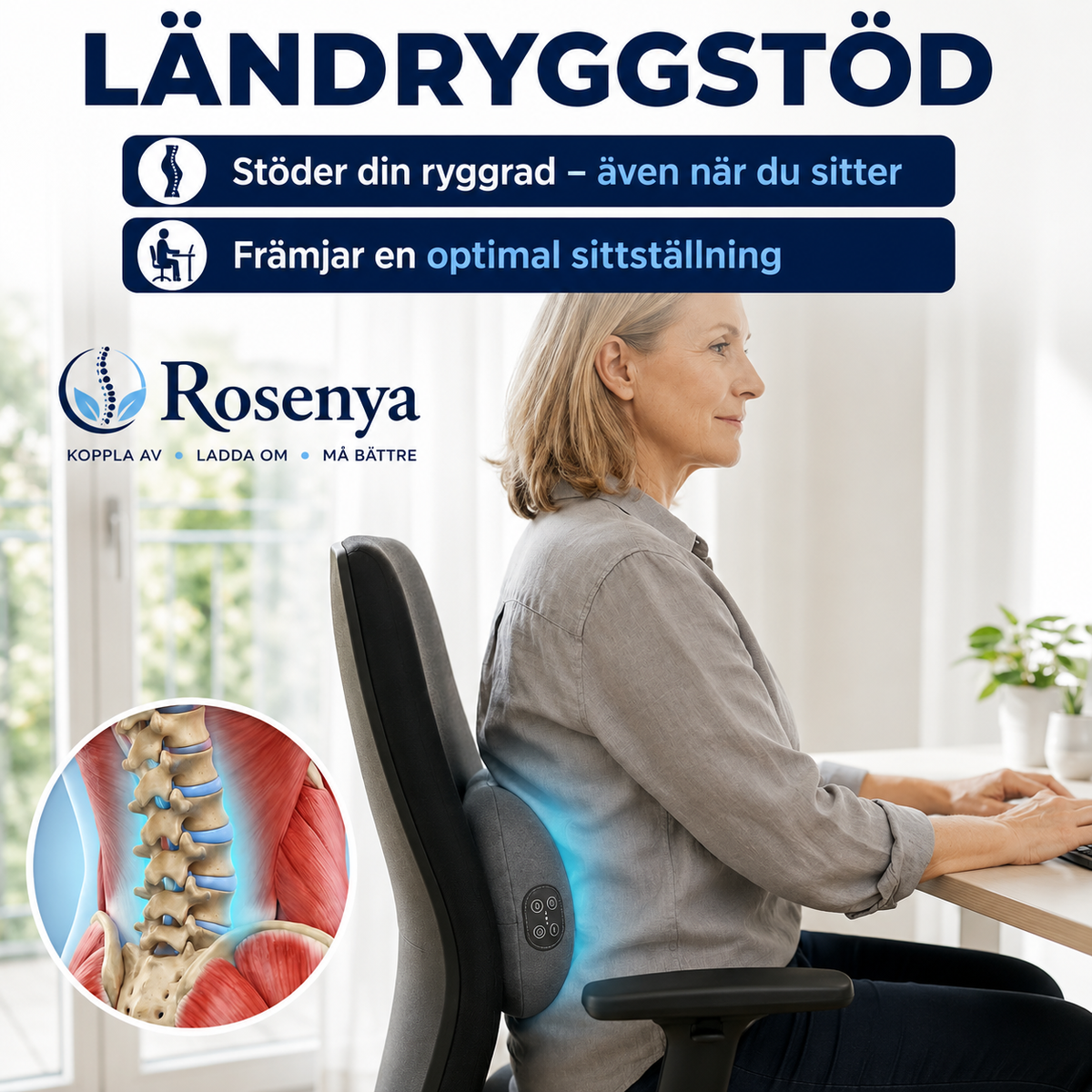 Rosenya RyggRo™ Värme & massage för en skönare stund för ryggen